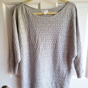 Market & Spruce Women's L/S Reviera Cable Knit Dolman Sweater MC9 Gray Small